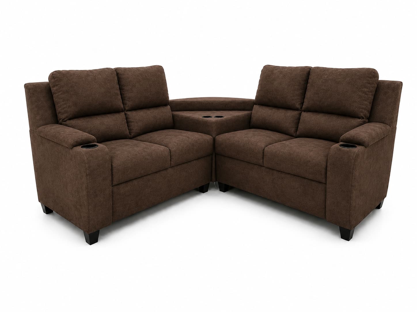 Sala modular Orrego modelo Qatar Junior suede color café