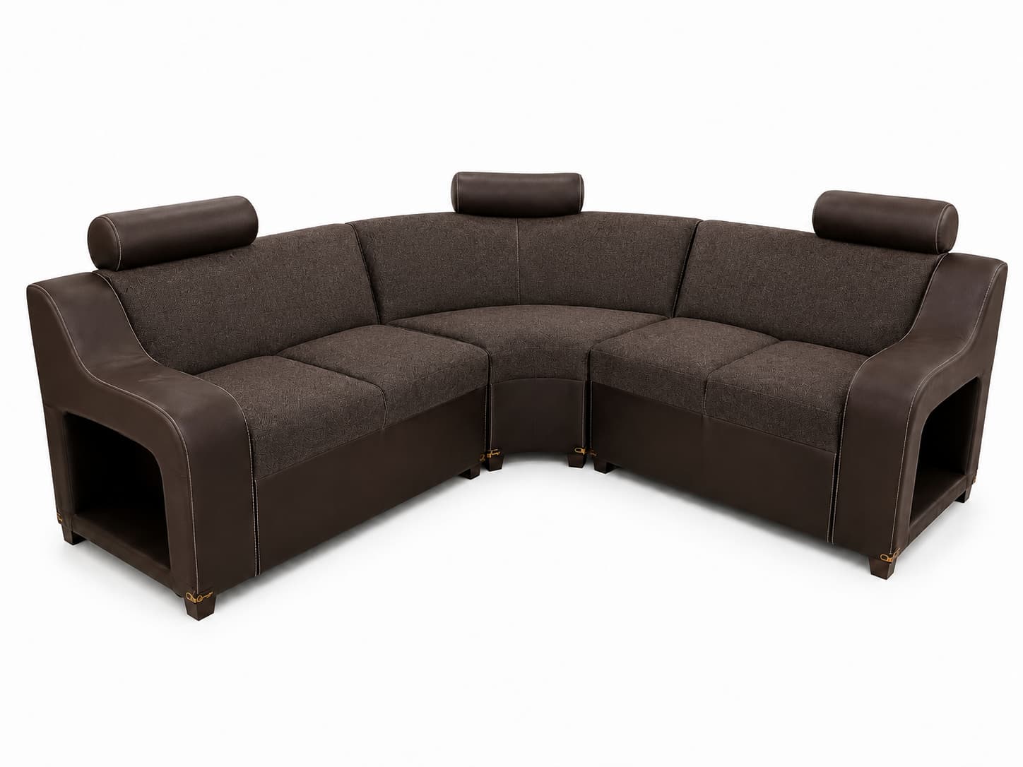Sala modular Orrego modelo Paris Junior cuerina café con suede chocolate