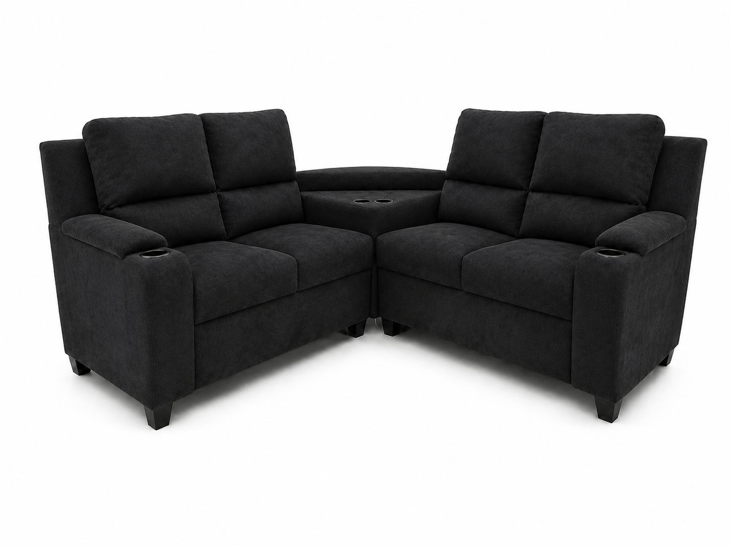 Sala modular Orrego modelo Qatar Junior suede color negro