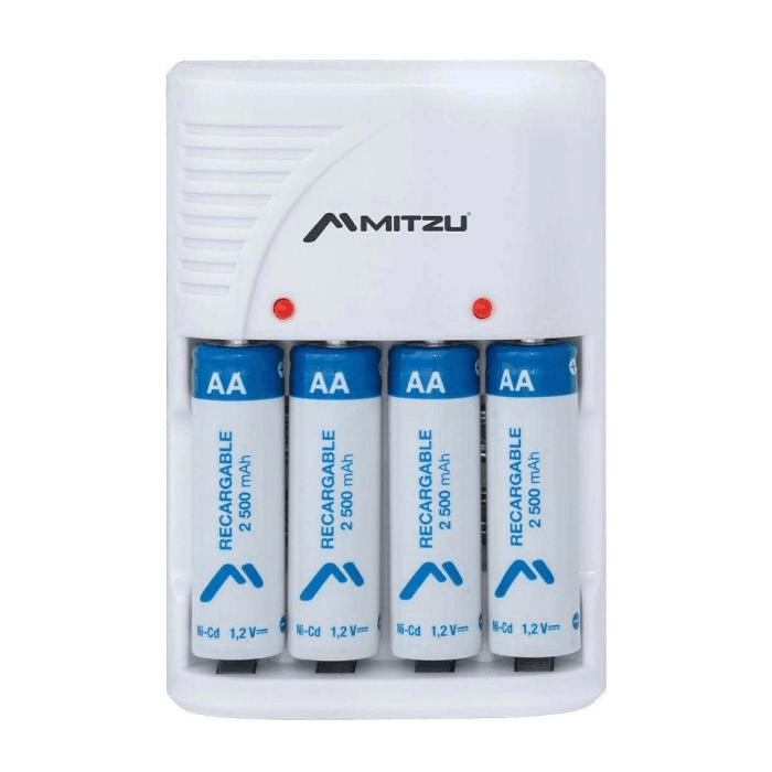 Cargador Con Clavija Mitzu De 4 Pilas AA, AAA, 2X9V, Ni-Mh, Ni-Cd, Incluye 4 Pilas AA 2300…