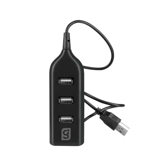 Hub 4 Ptos Green Leaf Usb Con Entrada Usb Negro