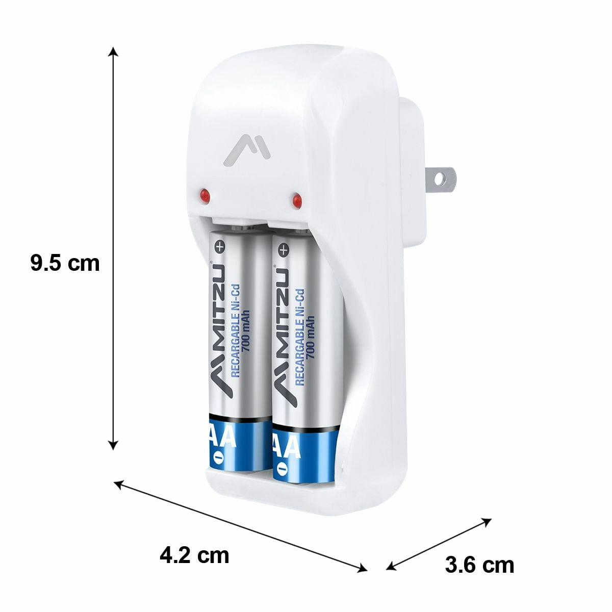 Cargador Con Clavija De 2 Pilas Green Leaf Aa, Aaa Incluye 2 Pilas Aa 700 Mah