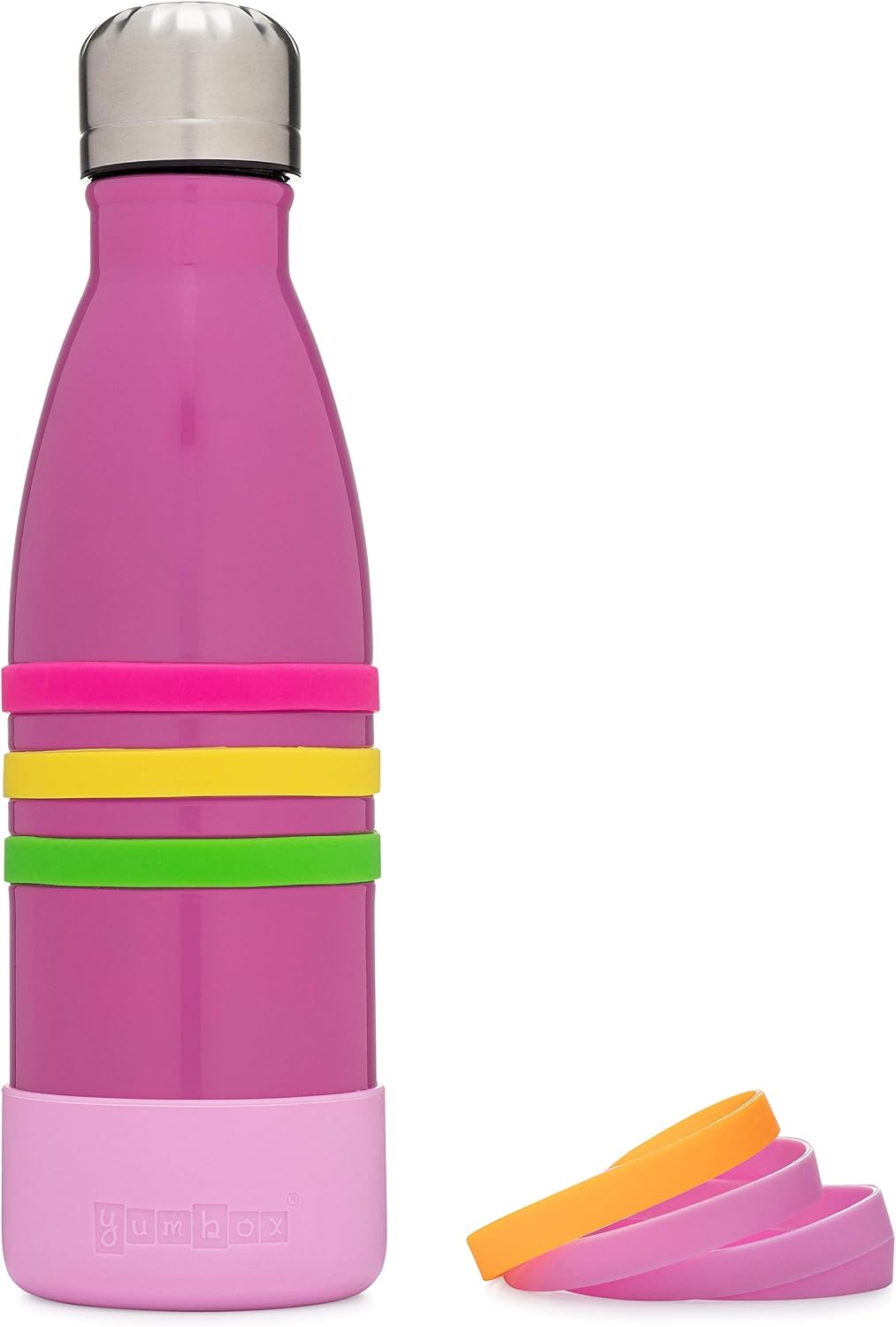 Yumbox Aqua - Botella de agua Rosa de acero inoxidable 14 oz/ 14.2 fl oz