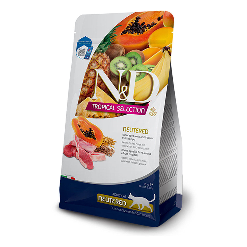 Concentrado para gato adulto N&D tropical selection cordero gato castrado - 3.3lb