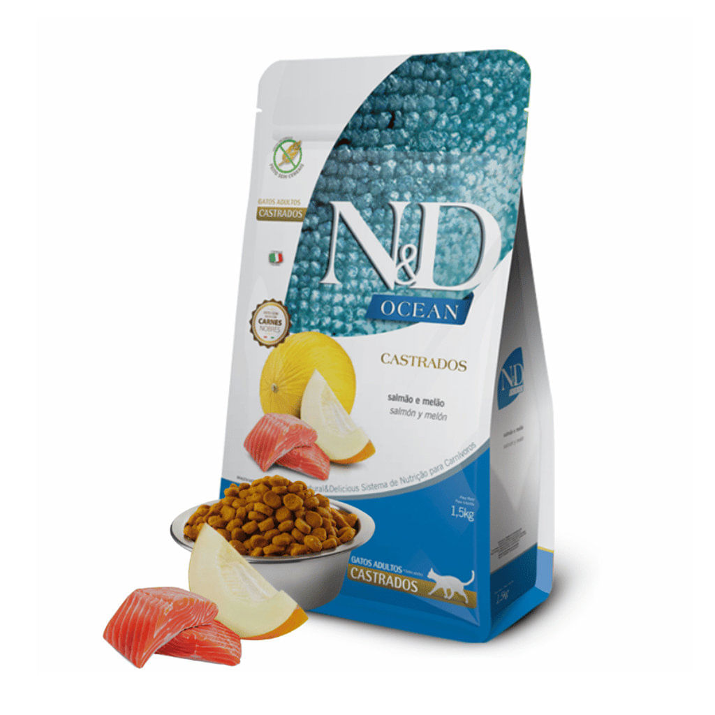Concentrado para gato adulto N&D ocean gato castrado - 3.3lb