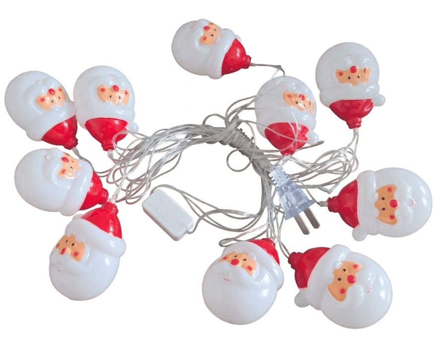 Luces LED navideñas diseño Santa Claus decoración festiva luz cálida 10 luces