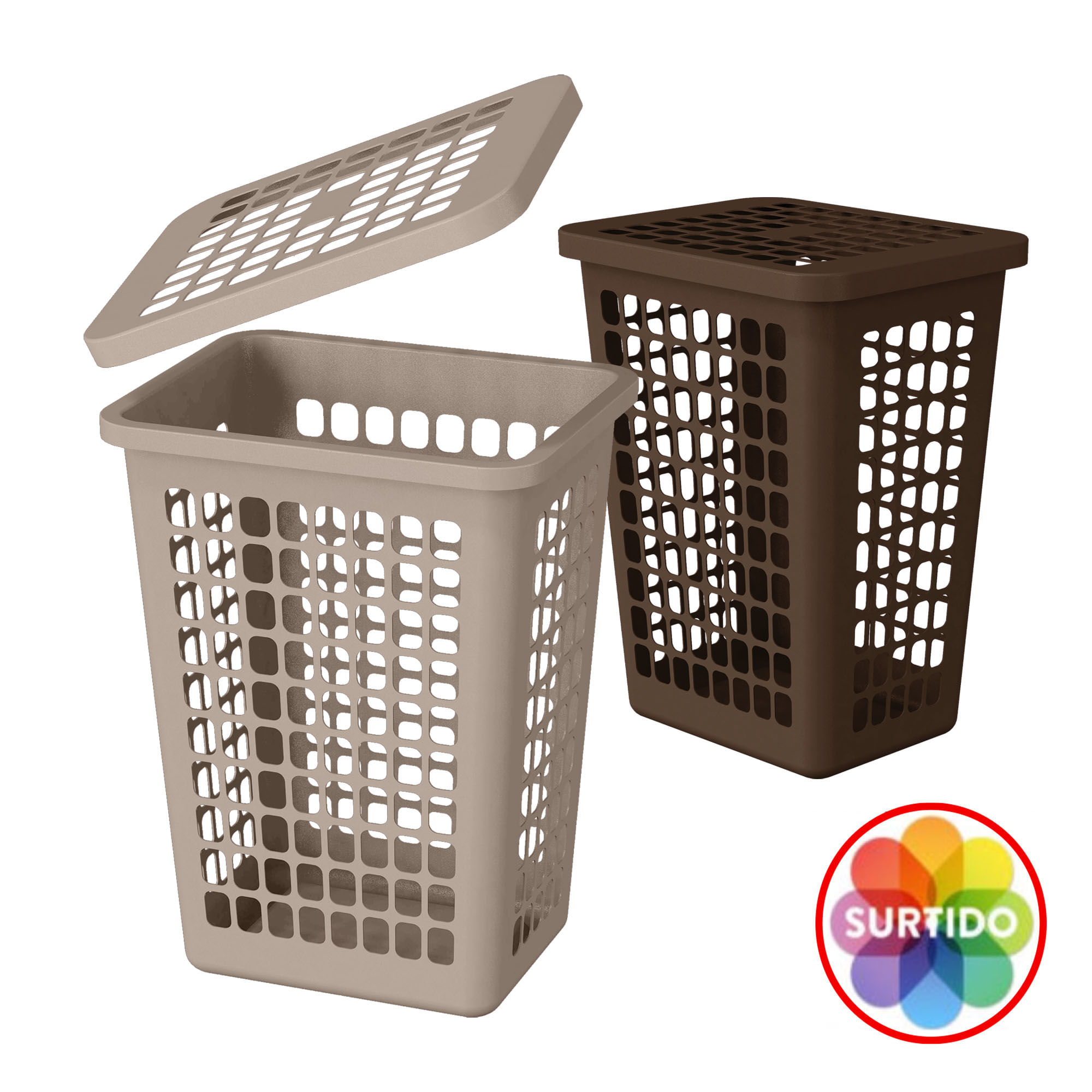 Canastón Rectangular Guateplast Con Tapa, 55Lt