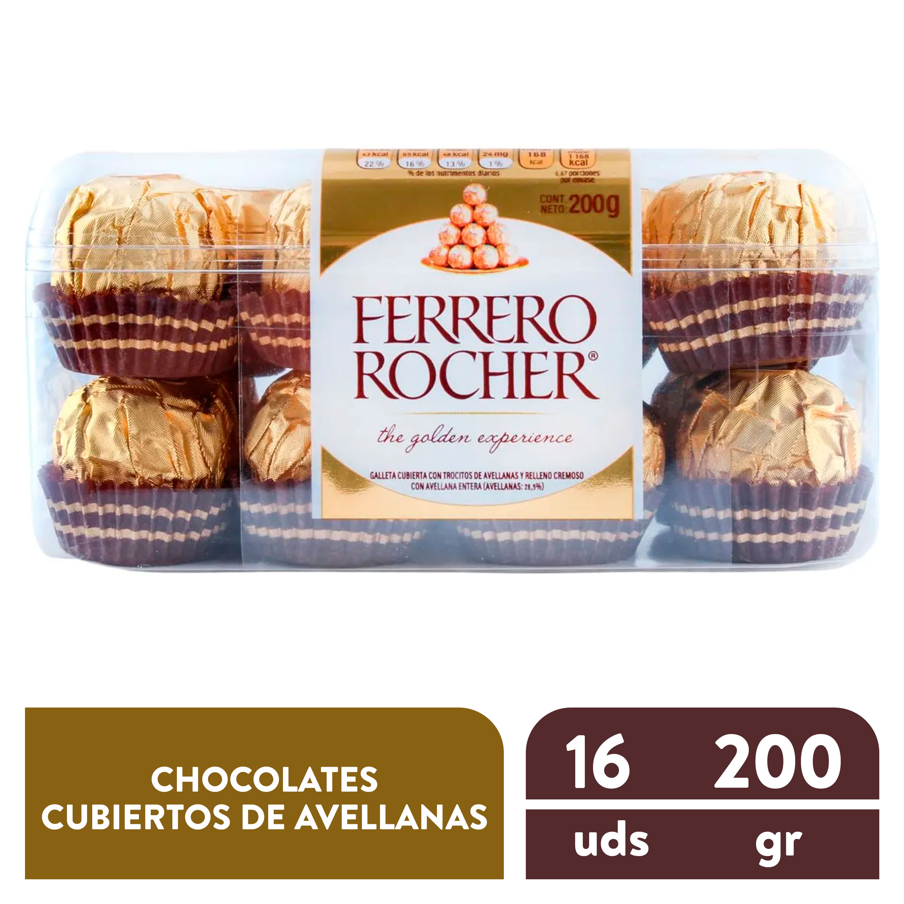 Chocolates Ferrero Rocher Golden Caja Plastica - 200 g