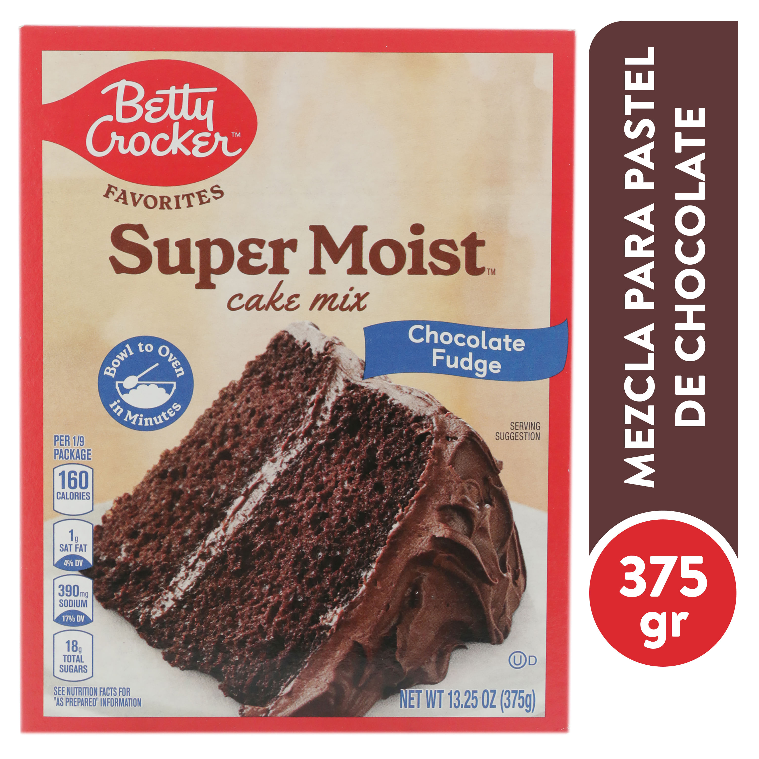 Mezcla Betty Crocker para pastel chocolate fudge Super Moist - 375 g