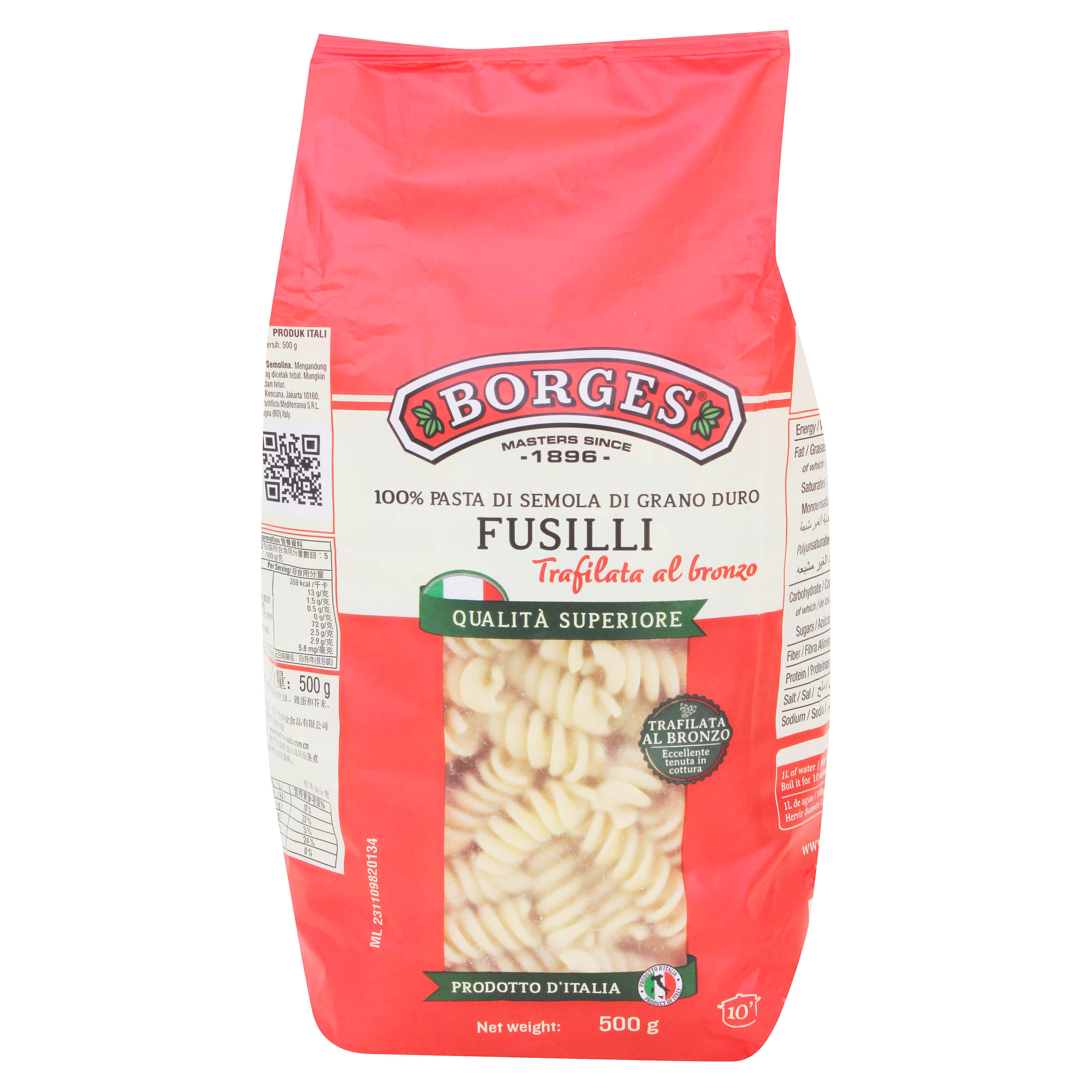 Pasta Fusilli Borges - 500 g