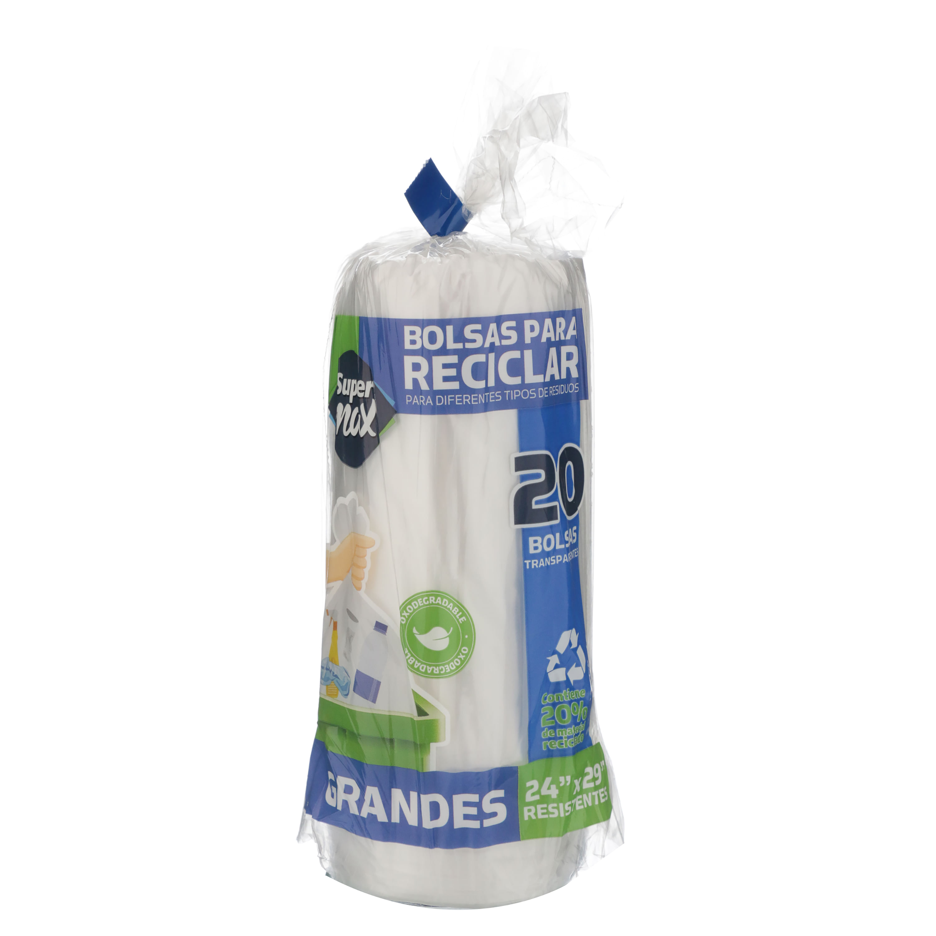 Bolsas para reciclaje Supermax transparente tamaño grande - 20 uds