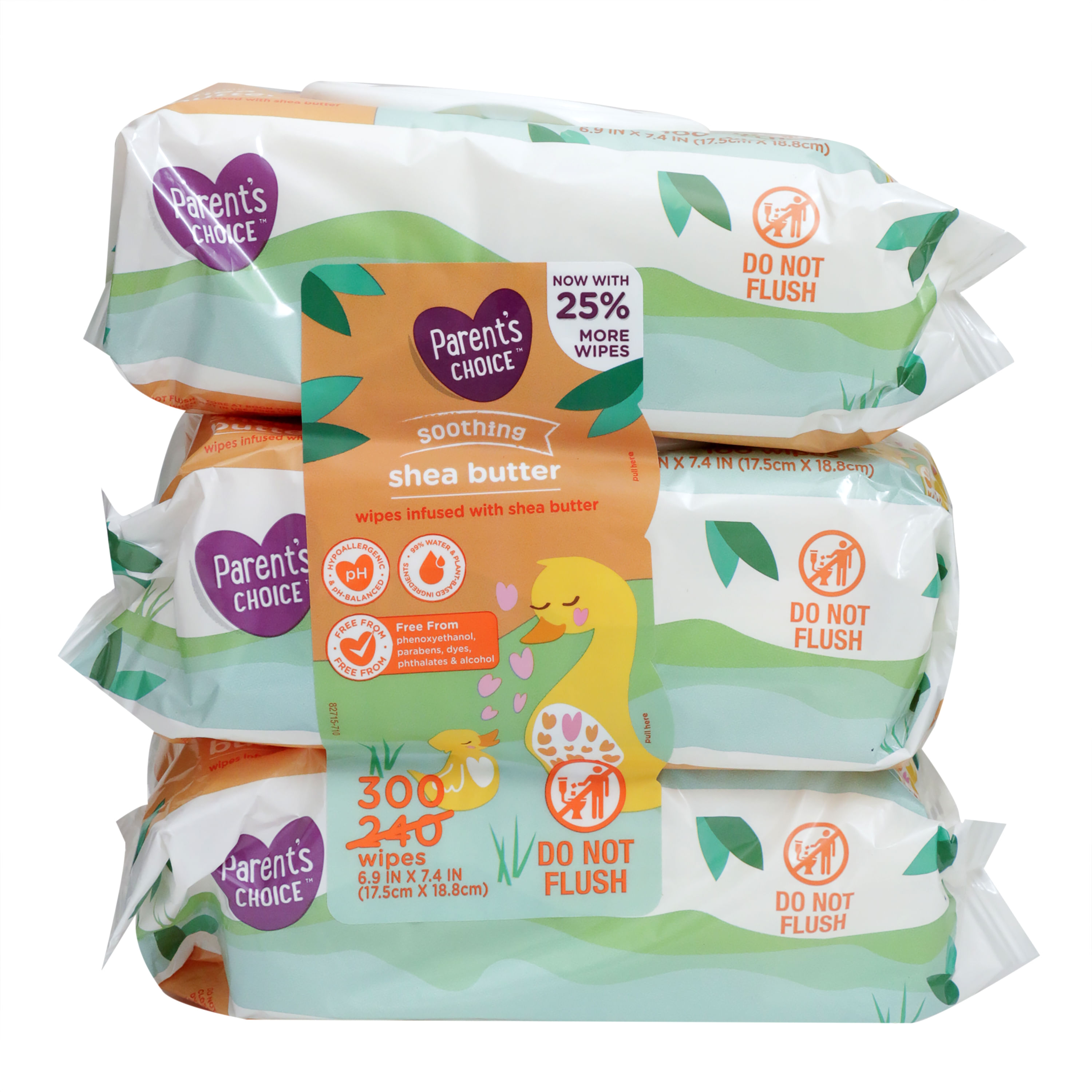 Toallitas Húmedas Parent´s Choice con Manteca de Karité 3 pack - 300 Uds