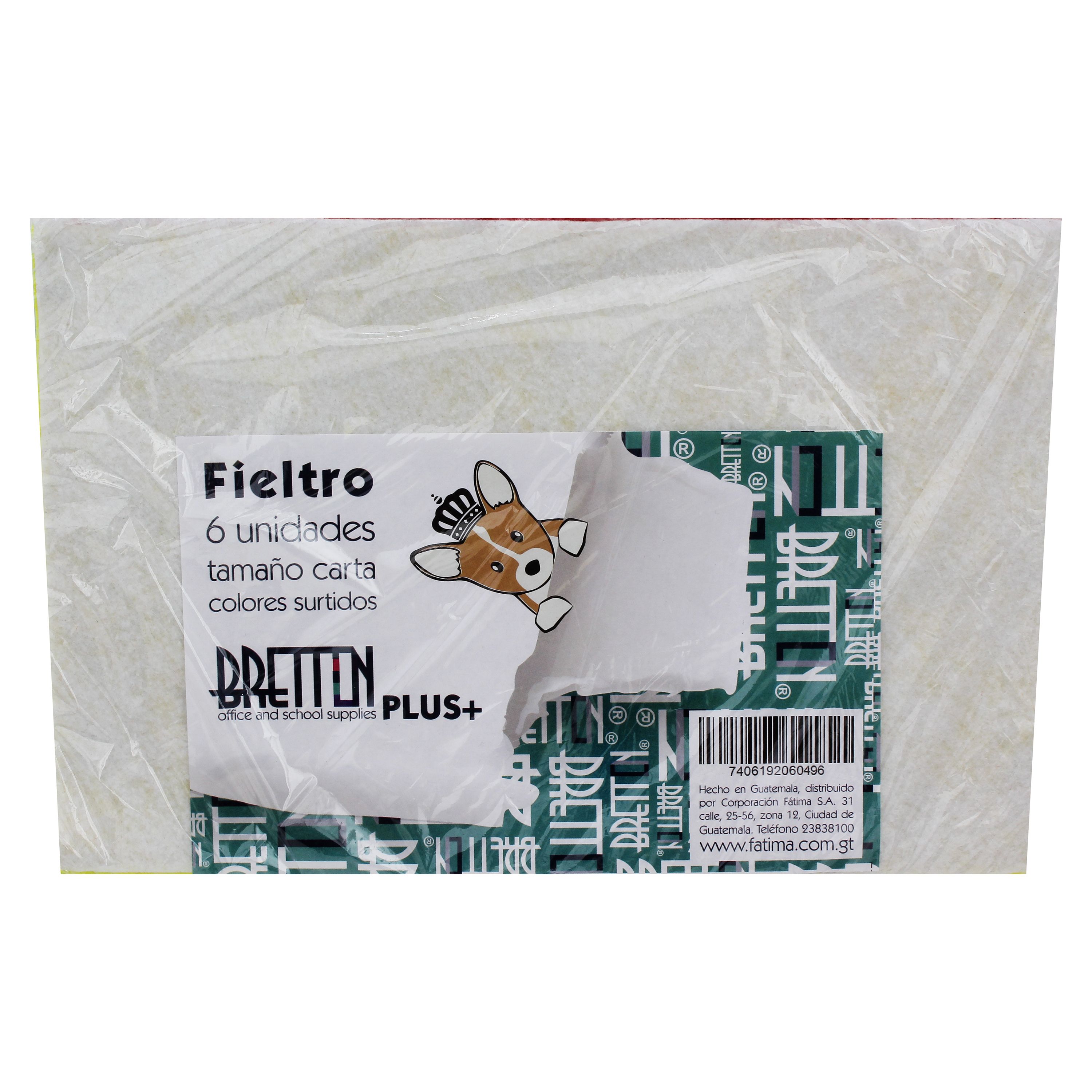 Hojas fieltro Bretton tamaño carta colores surtidos - 6 Uds
