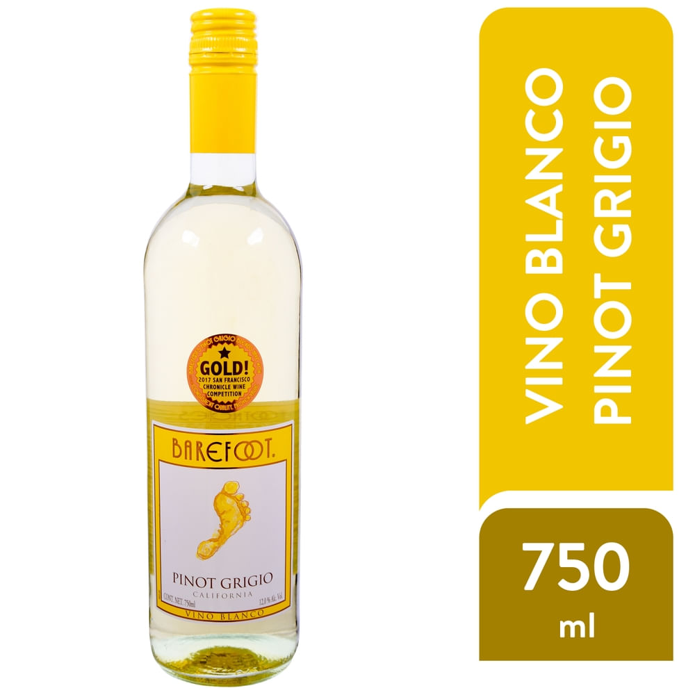 Vino blanco Barefoot pinot grigio montes - 750 ml