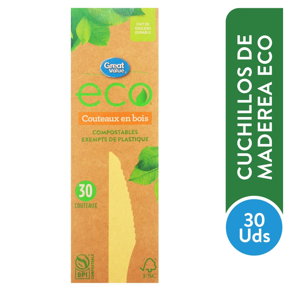 Cuchillos Great Value Compostables Eco - 30 Uds