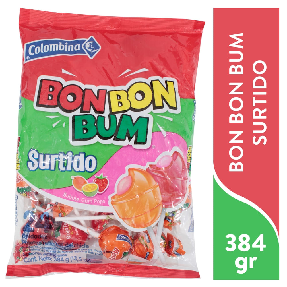 Paleta Colombina Bon Bon Bum sabores surtidos - 384 g
