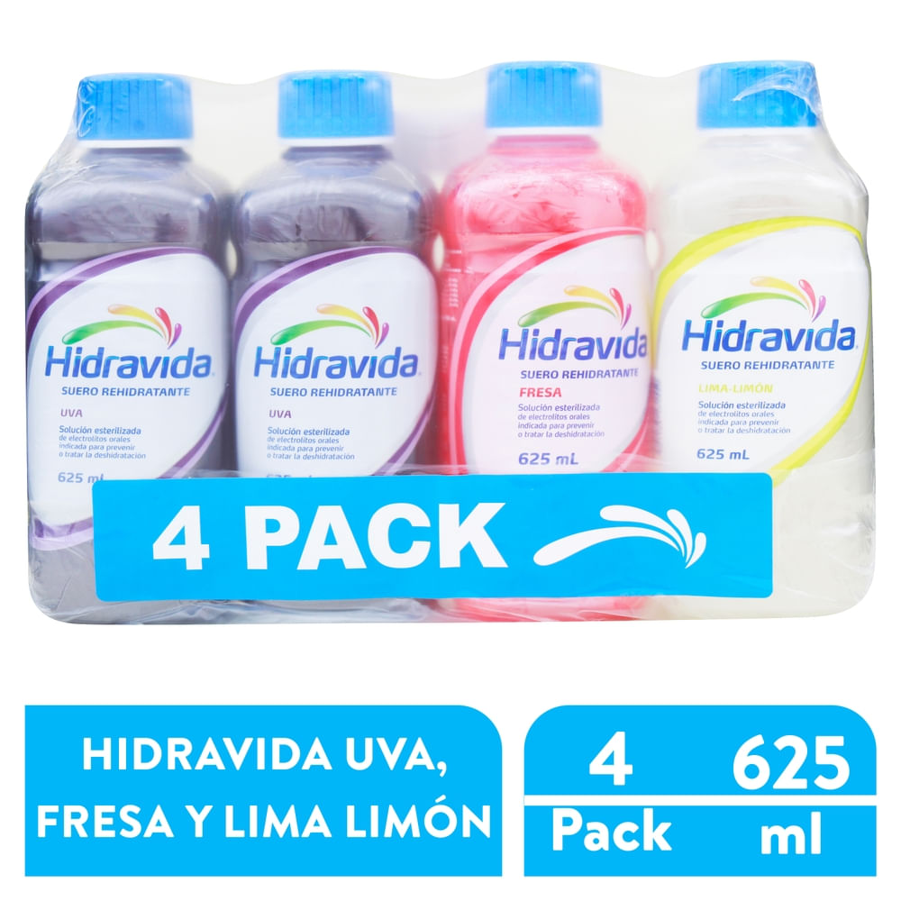 Hidravida 4Pack Uva Fresa Limon 625Mlx4U