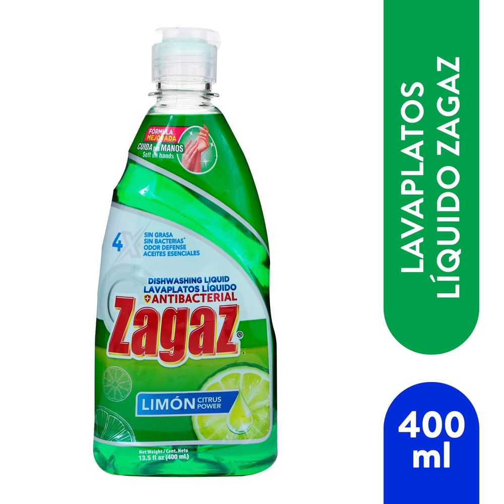 Lavaplatos Líquido Zagaz Antibacterial Citrus - 400 ml