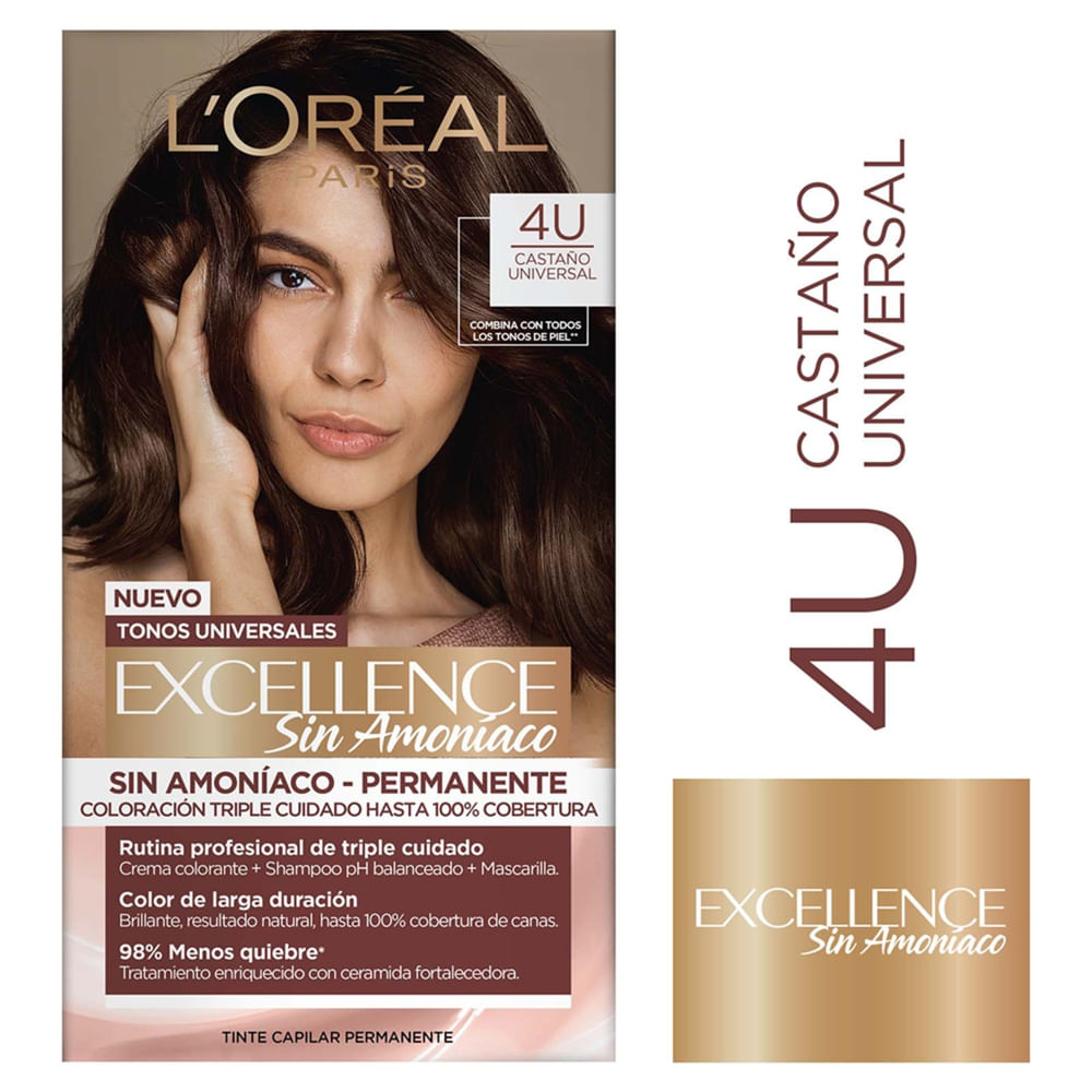 Tinte Dama Castaño Universal No.4U Loreal Excellence