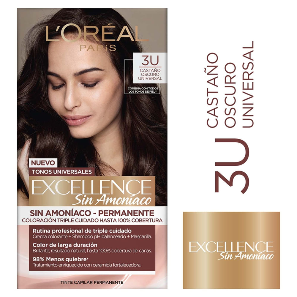 Tinte Dama Castaño Oscuro Universal No.3U Loreal Excellence