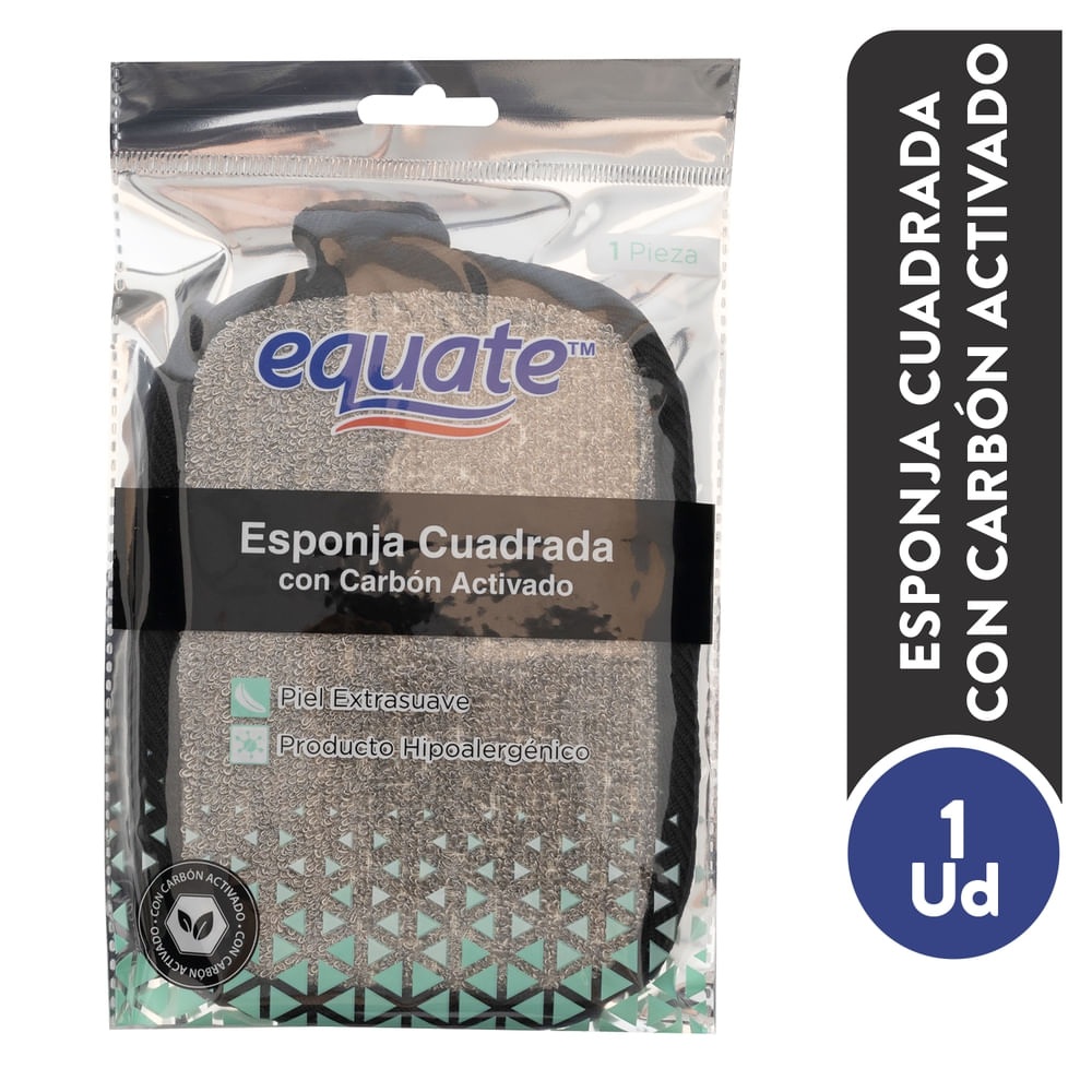 Esponja Equate Cuadrado Con Carbón Activado