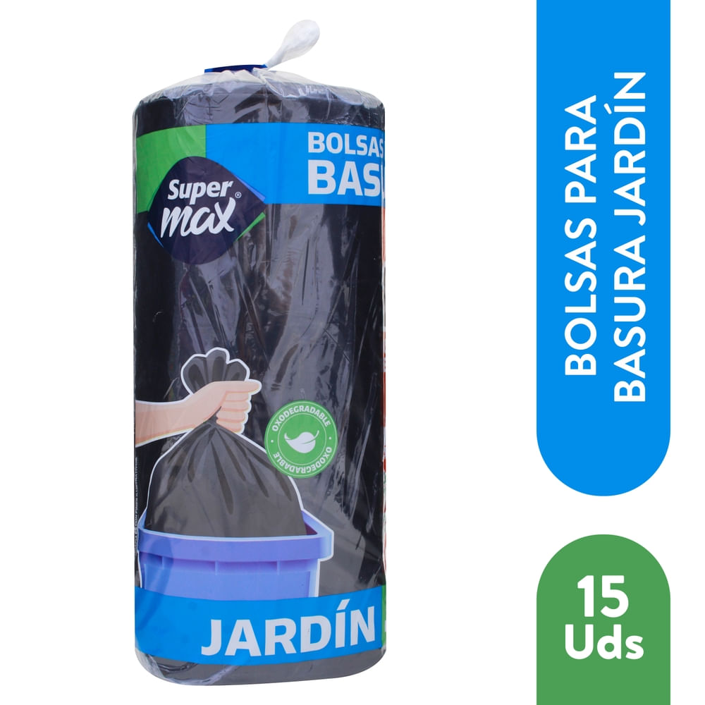 Bolsa Para Basura Supermax Color Negra De Jardin - 15 Uds