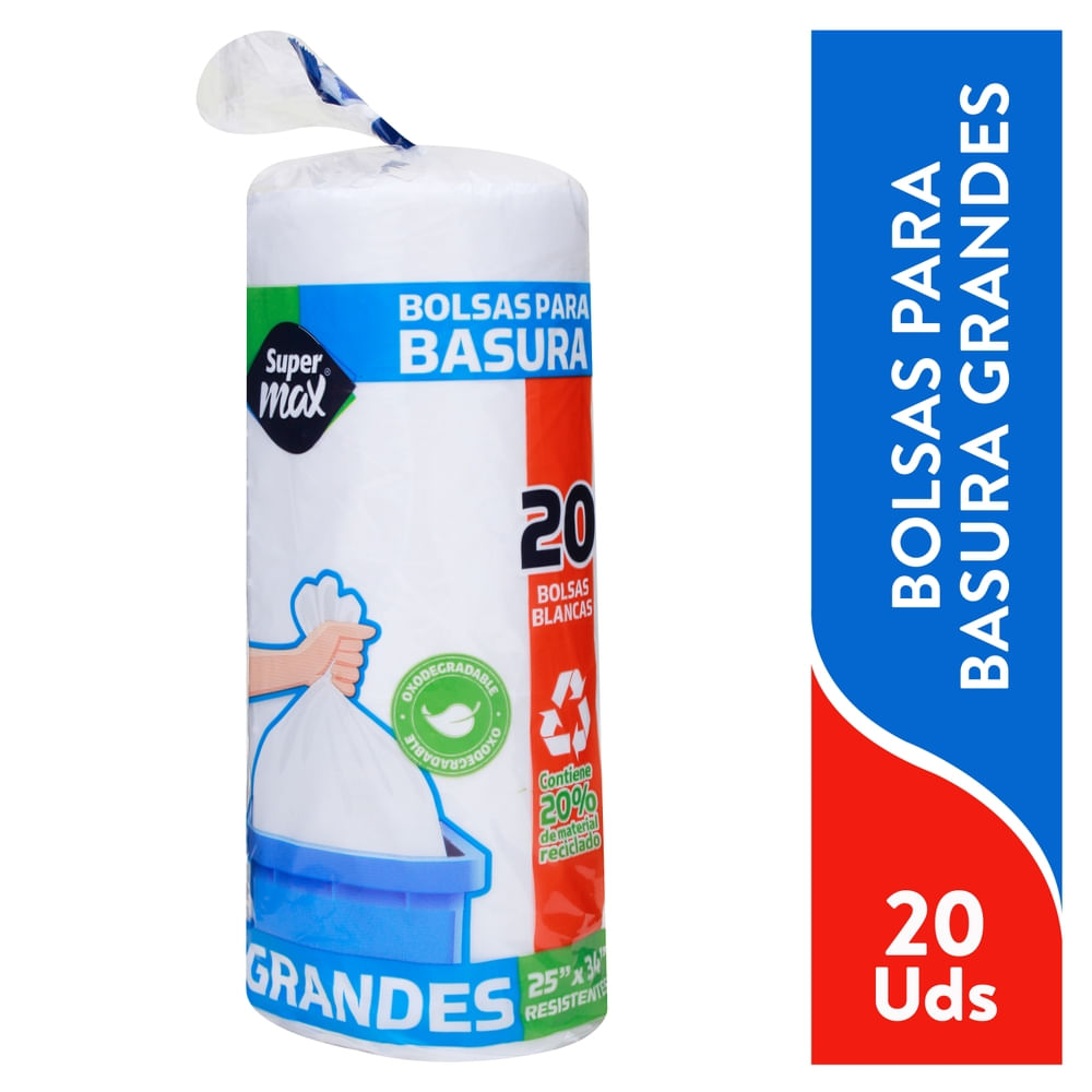 Bolsas para basura Supermax blancas grandes - 20 uds
