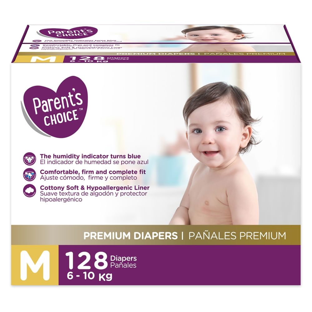 Pañales Parent's Choice Premium Talla M - 128 Uds