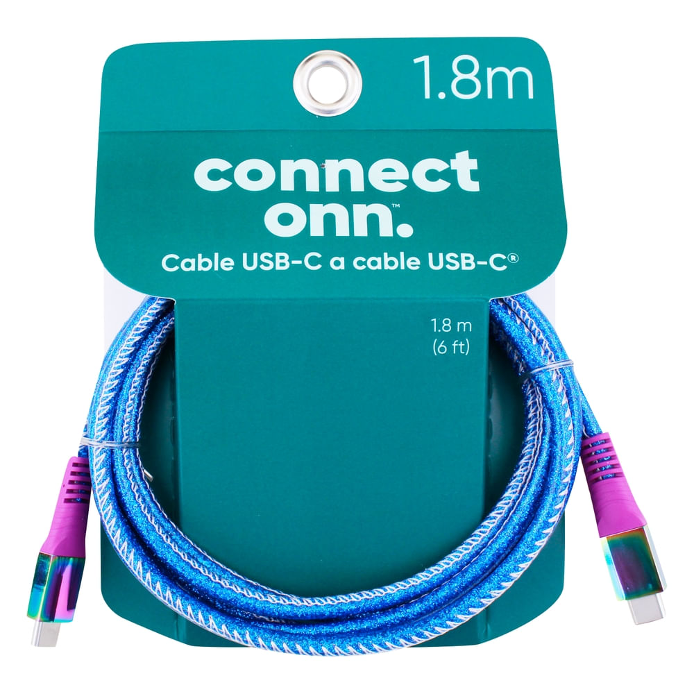 Cable Onn 6 Usb-C To Usb-C Neon Blue