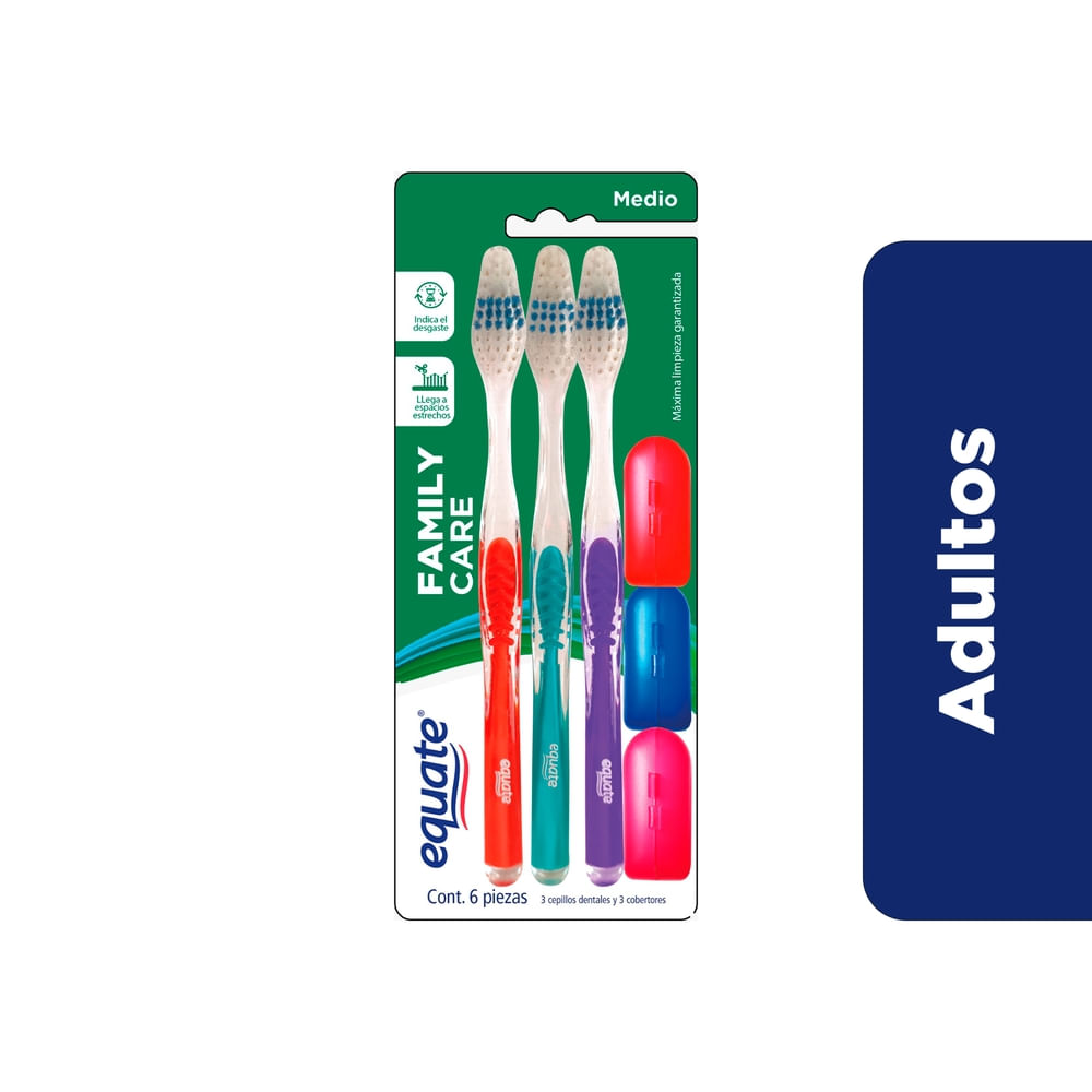Cepillo de Dientes Equate y cobertores Fresh Care Textura Mediana - 3 Pack