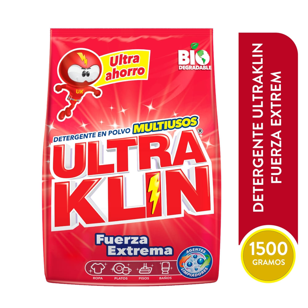 Detergente en polvo Ultraklin fuerza extra - 15 kg