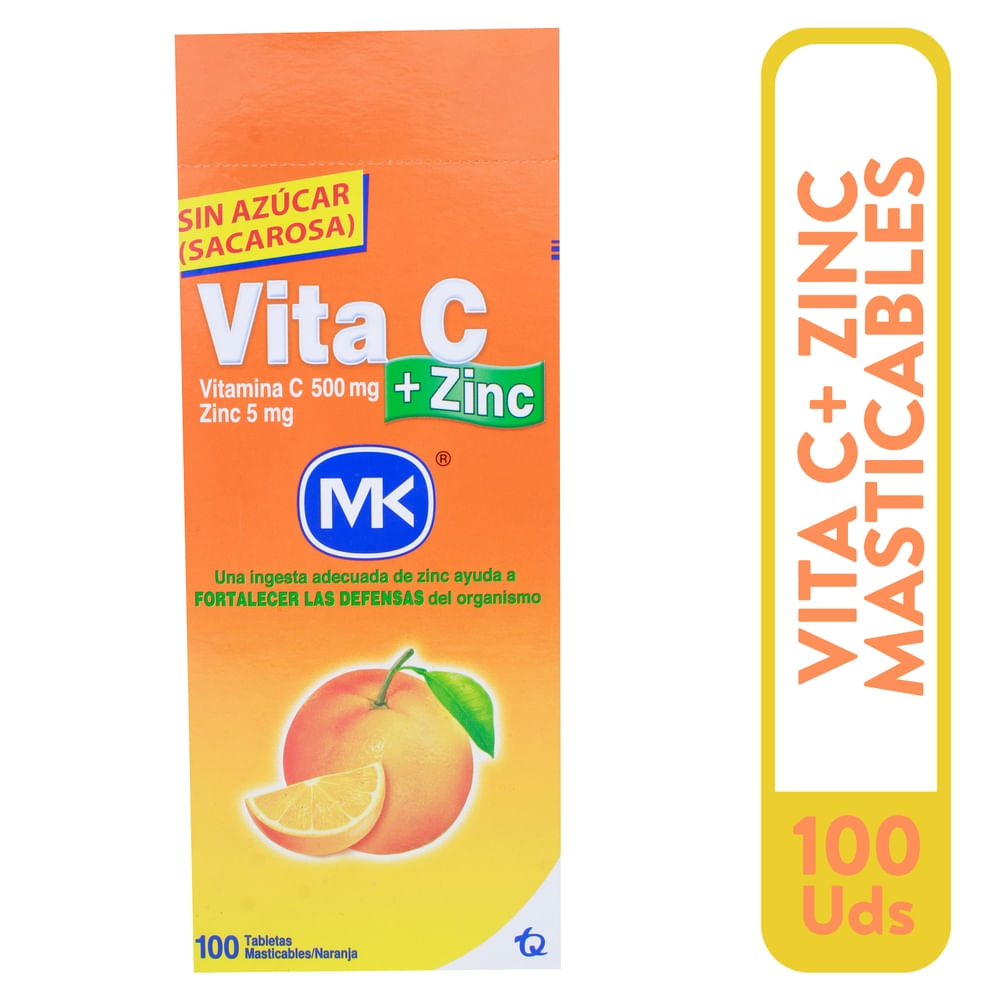 Vita C más Zinc MK masticable sabor naranja - Precio indicado por tableta