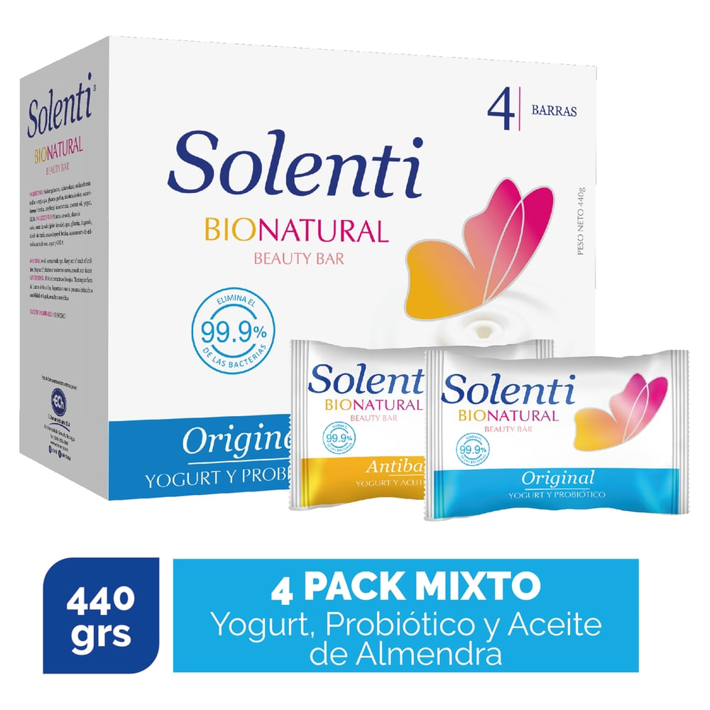 Jabón de tocador Solenti antibacterial original 4 Uds - 440 g