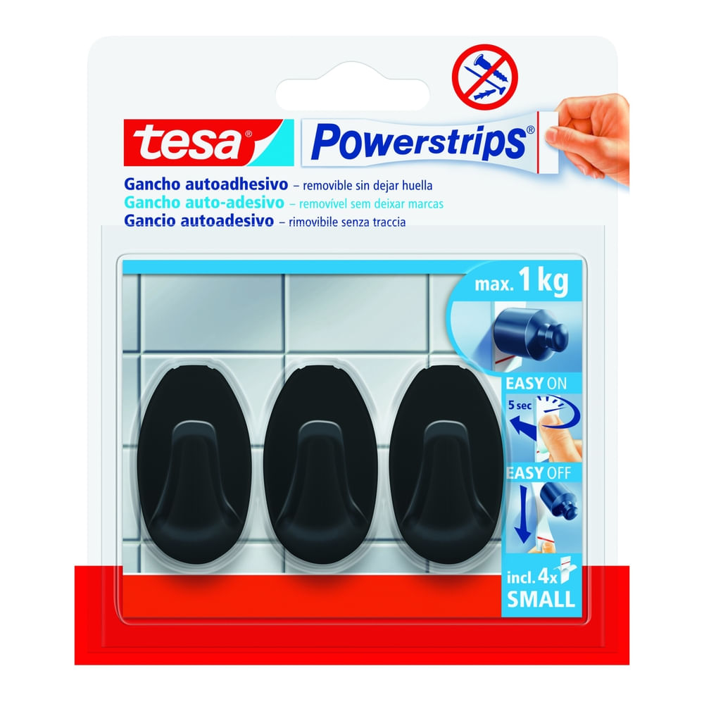Gancho Adhesivo Negro 3U X 1Kg