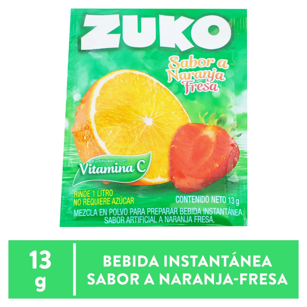 Bebida en Polvo Zuko Naranja Fresa - 13 g