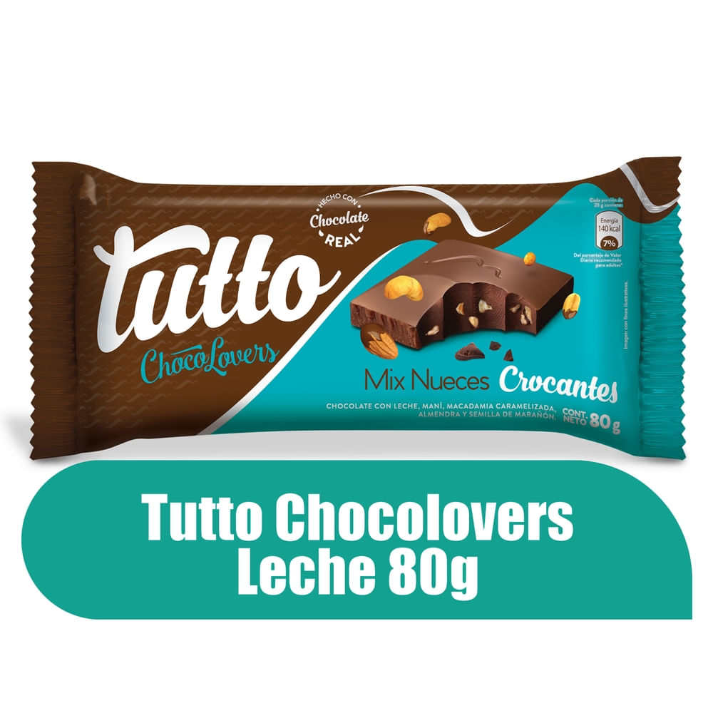Barra de chocolate tutto de leche - 80 g
