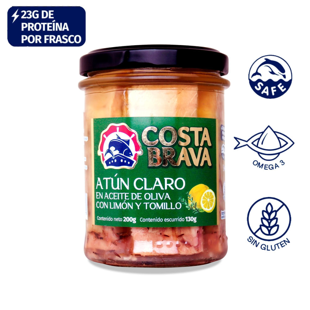 Filete de atún claro Costa Brava con limón y tomillo en aceite de oliva -200 g