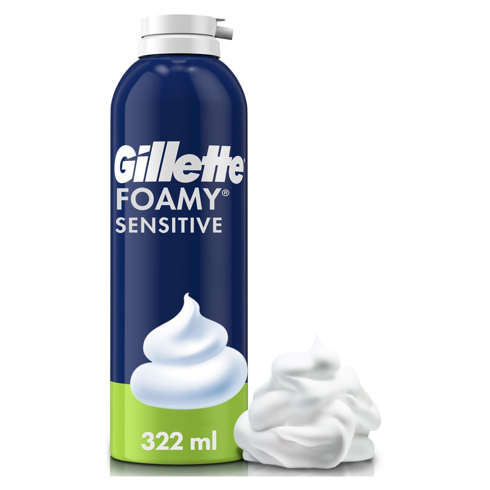 Espuma para rasurar Gillette Foamy Sensitive Ideal para Piel Sensible, 322 mL