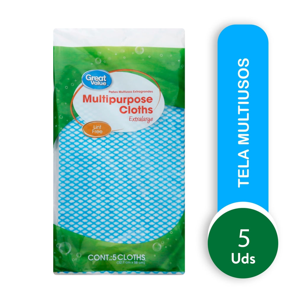 Paños De Tela Great Value Multiusos XG - 5 Uds