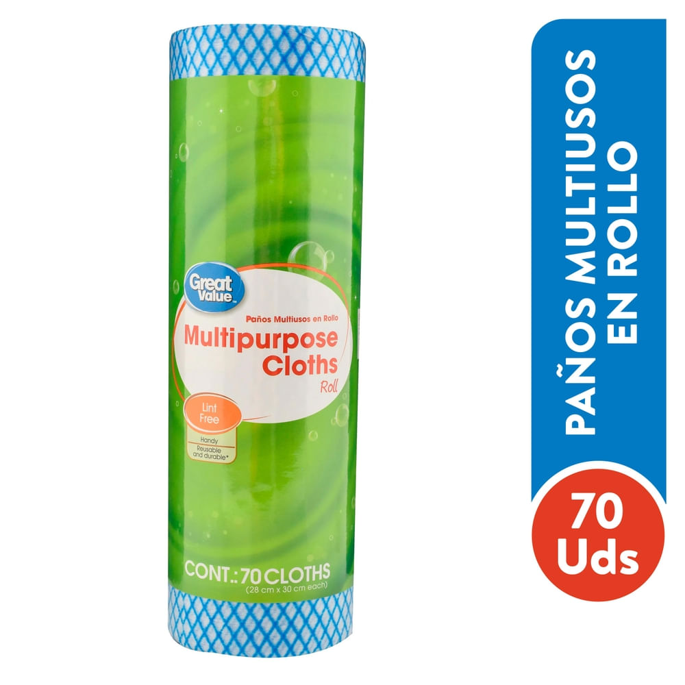 Telas Multiusos Marca Great Value Rollo - 70 Hojas