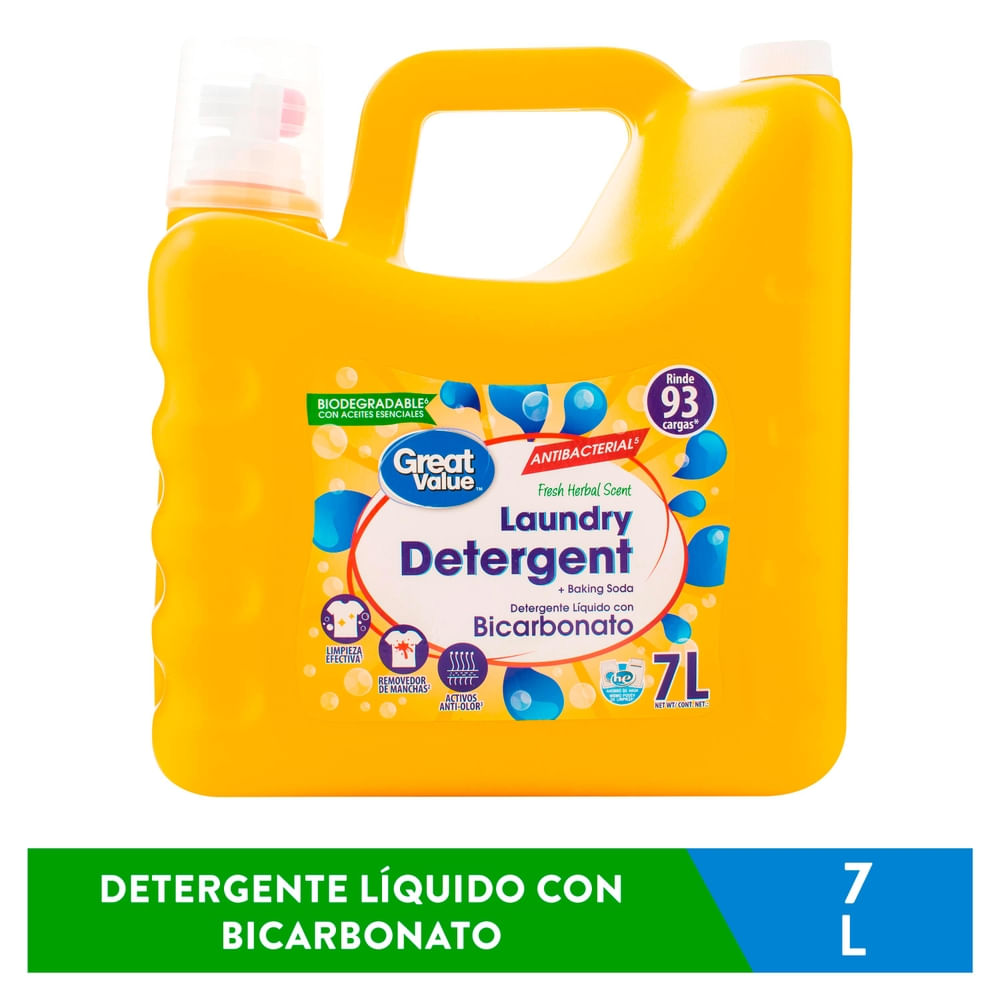 Detergente Líquido Great Value Con Bicarbonato - 7 L