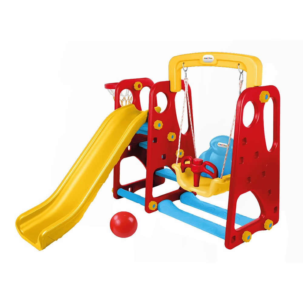 Play Kidz Time para niños columpio tobogan y aro baloncesto