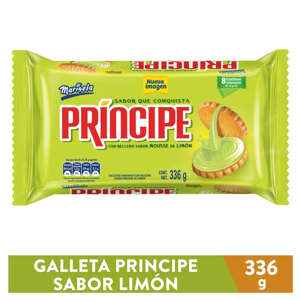 Galleta Marinela Limón Principe 8 Pack - 336 g