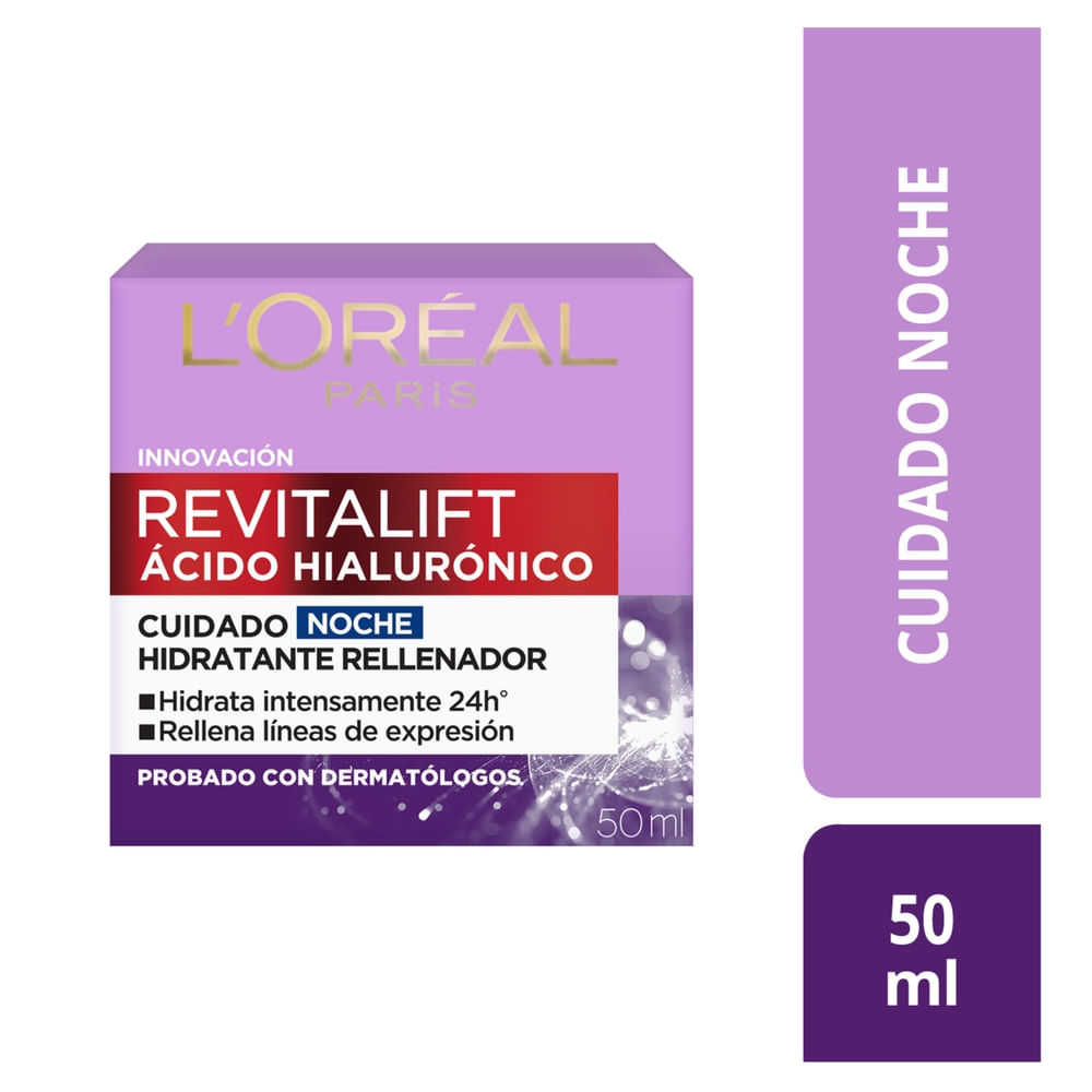 Crema L'Oréal París Noche Hidratante Revitalift Acido Hialuronico - 50 ml