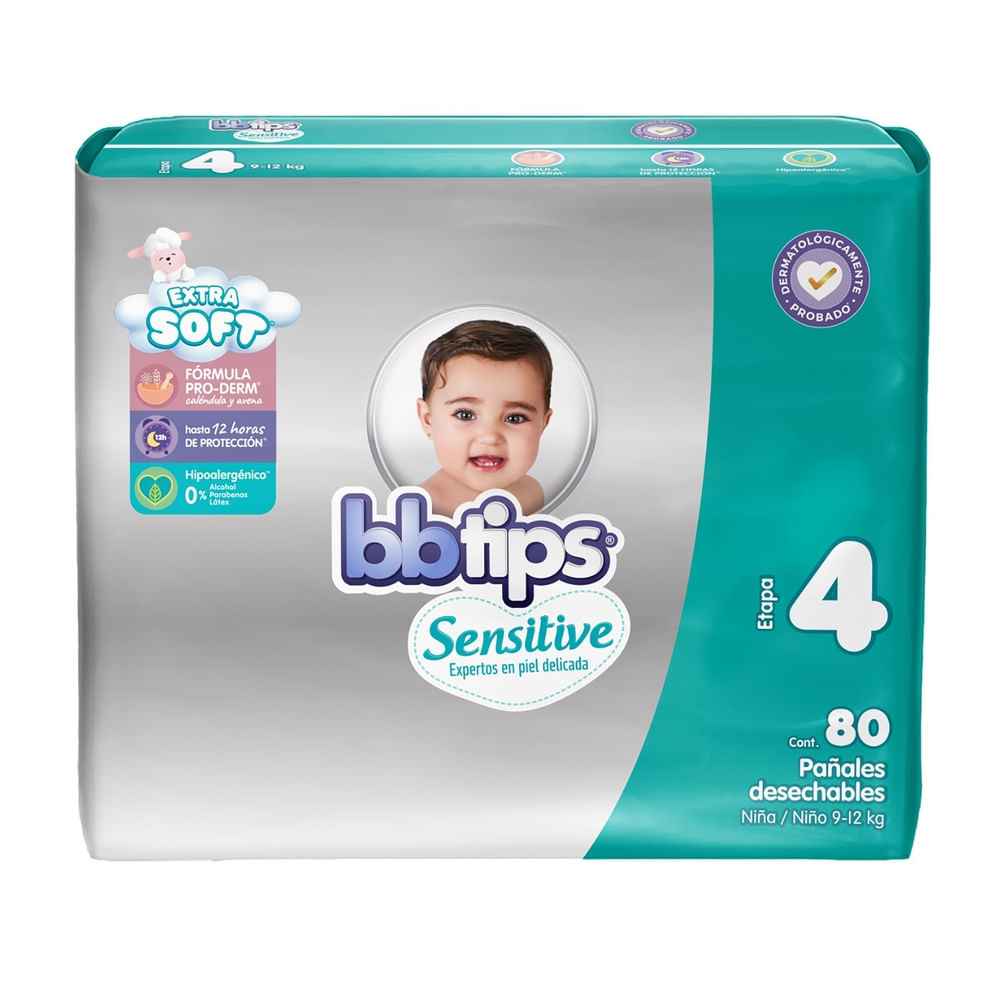 Panal Bbtips Sensitive Talla 4 - 80 Unidades Panal Bbtips Sensitive Talla 4 80 Ea