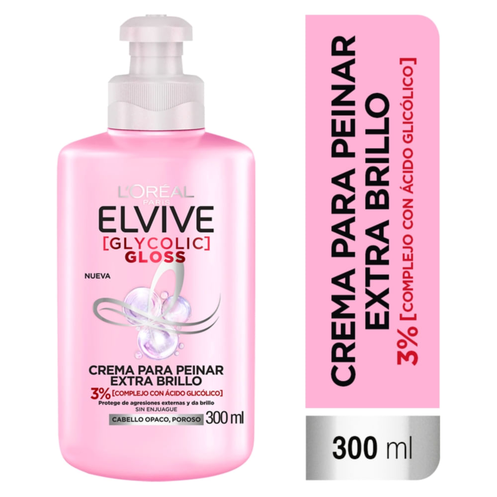 Crema Peinar Glycolic Gloss Brillo Elvive