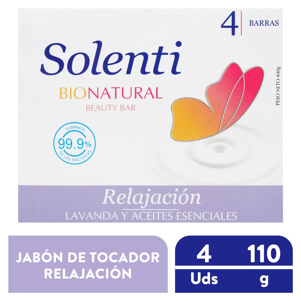 Jabón Solenti de Tocador Hidrata Y Relaja 4 Pack - 440 g