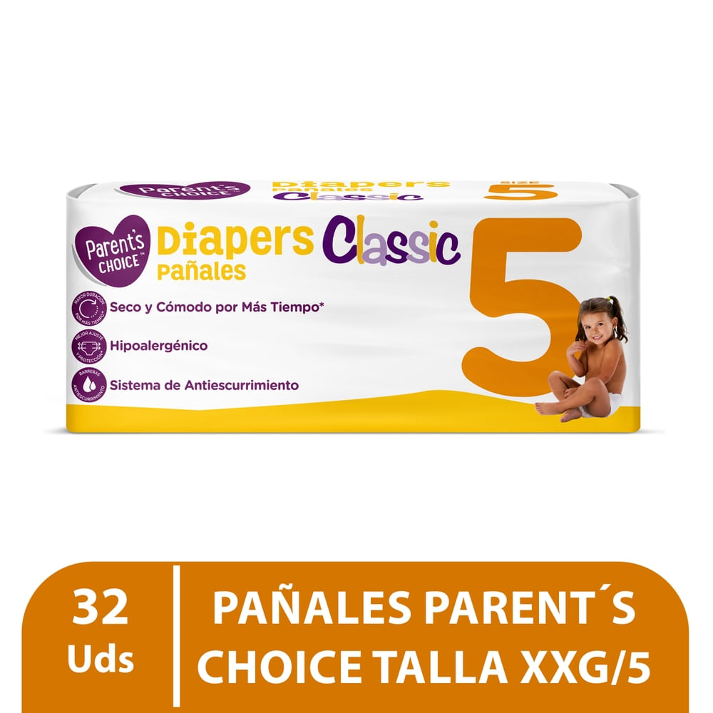 Pañales Parent's Choice Classic Talla XXG - 32 Uds