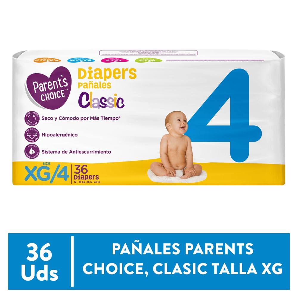 Pañales Parent's Choice Classic Talla XG - 36 Uds