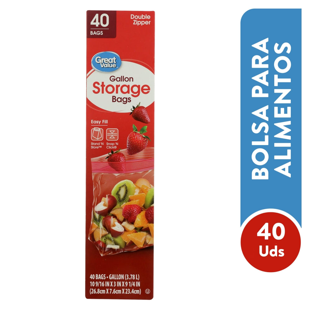 Bolsas Para Alimentos Marca Great Value Almacena - 40Unidades